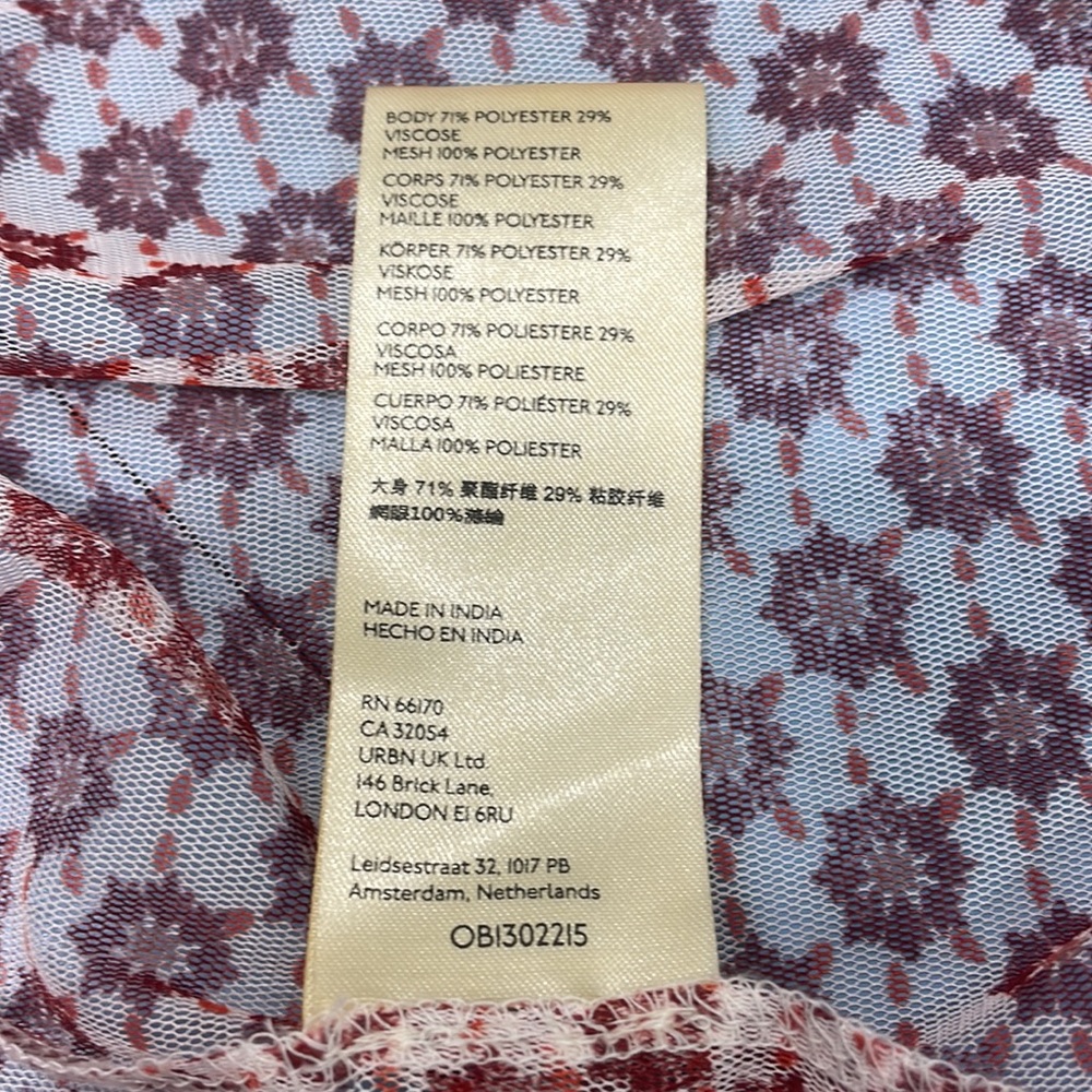 Free People Boho Floral Patchwork Sheer Peasant Cottagecore Mini Dress Small - Picture 13 of 16